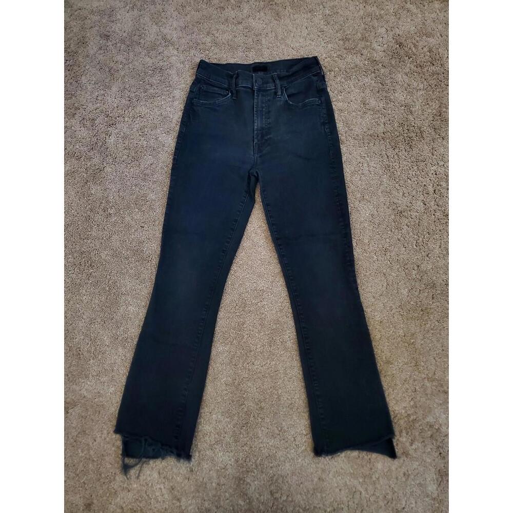 MOTHER The Insider Crop Step Fray Jeans Women’s Size 26 Black “Not Guilty” Wash
